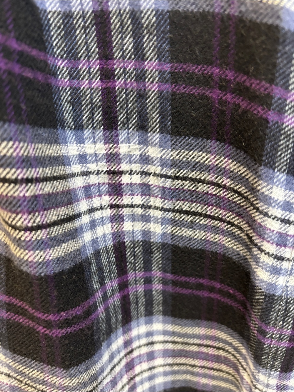 NWOT Crystal Embellishment Plaid Button-Down Shirt - Black & Purple - Picture 2 of 7